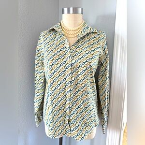 Talbots Equestrian Chain Buckle Wrinkle Resistant Shirt Top Womens Size 10